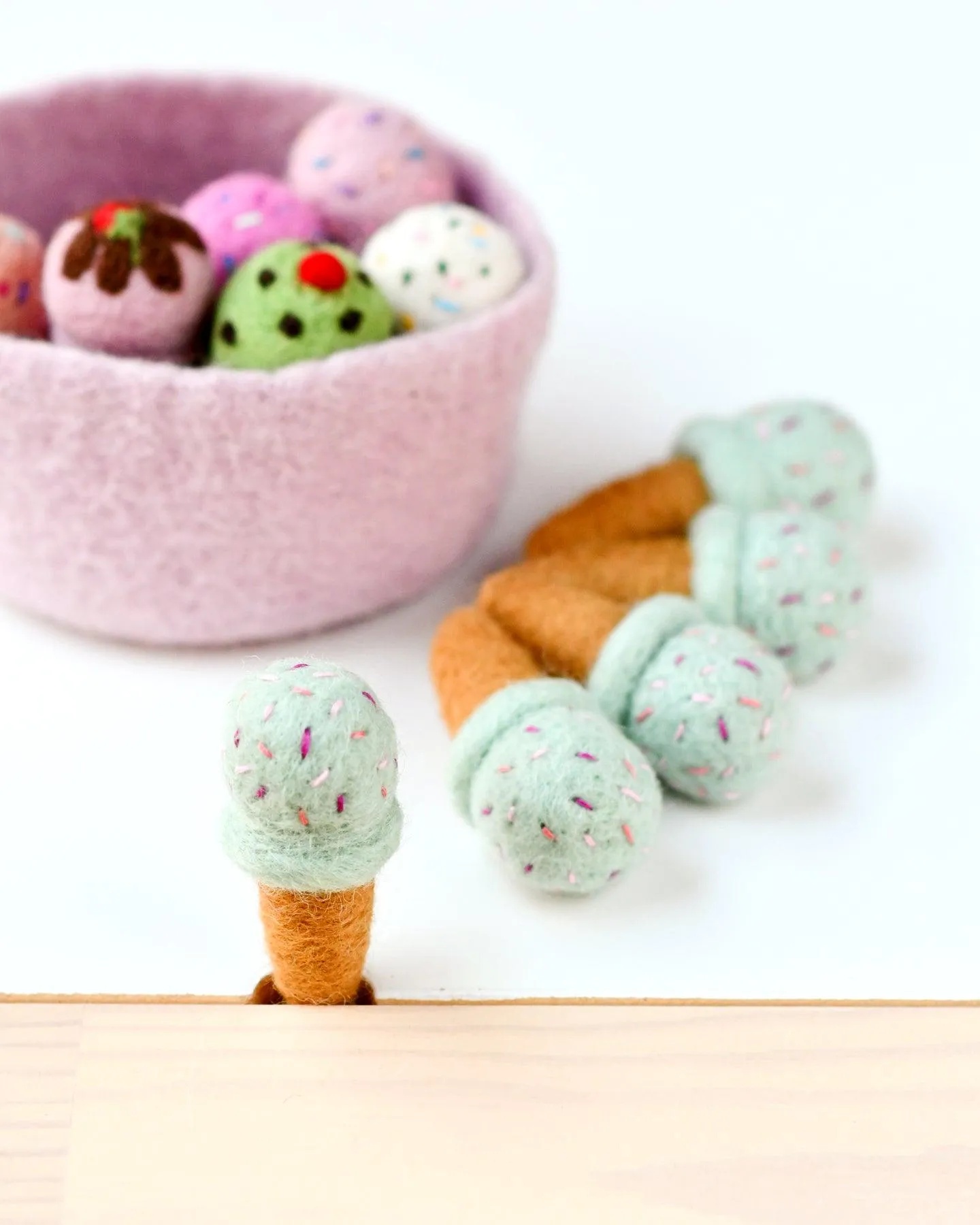 Felt Ice Creams - Cotton Candy Flavour with Sprinkles