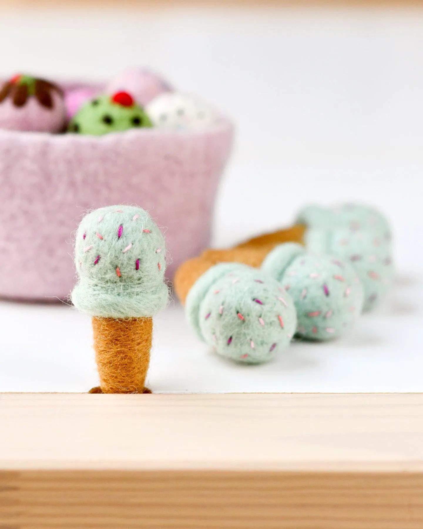 Felt Ice Creams - Cotton Candy Flavour with Sprinkles