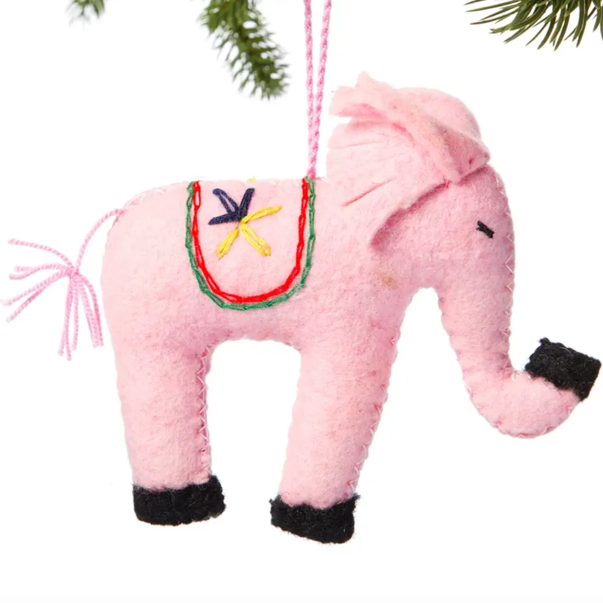 Felt Ornament - Pink Elephant