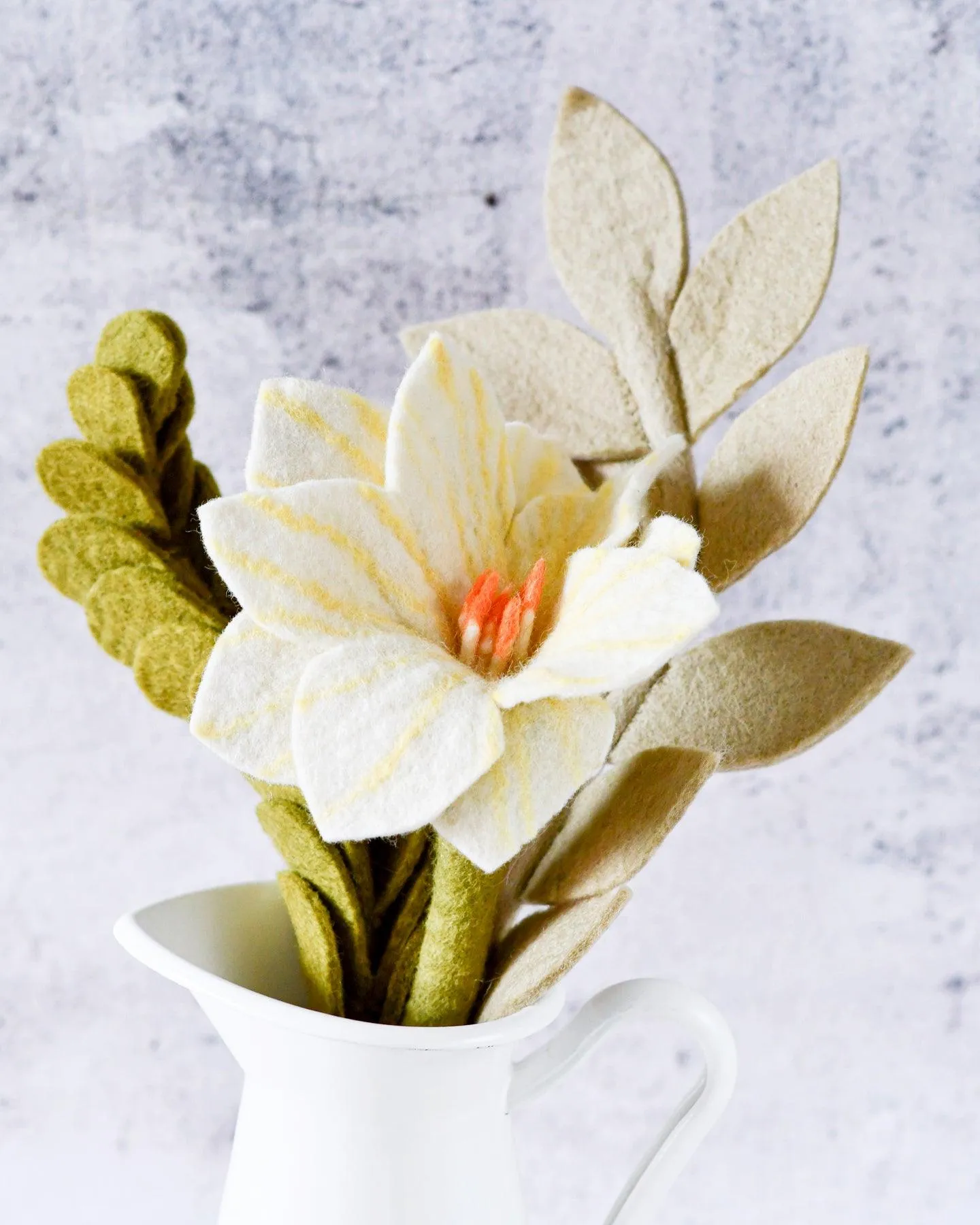 Felt Rustic Floral Bouquet - Wildflower, Jade and Ash Leaves