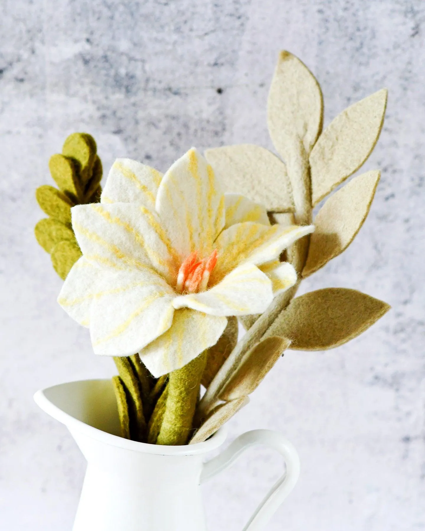 Felt Rustic Floral Bouquet - Wildflower, Jade and Ash Leaves