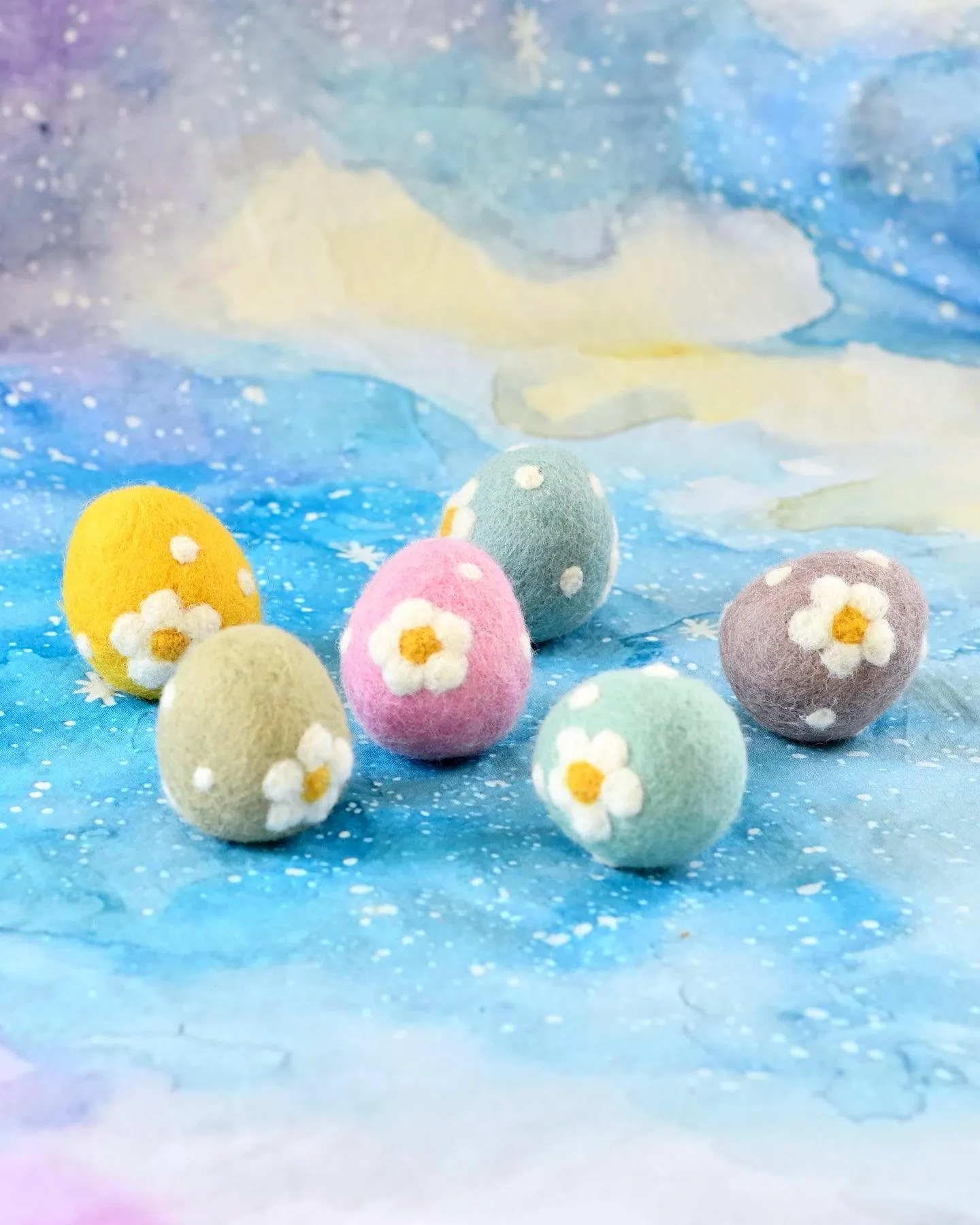 Felt Sage Green Floral and Dots Egg