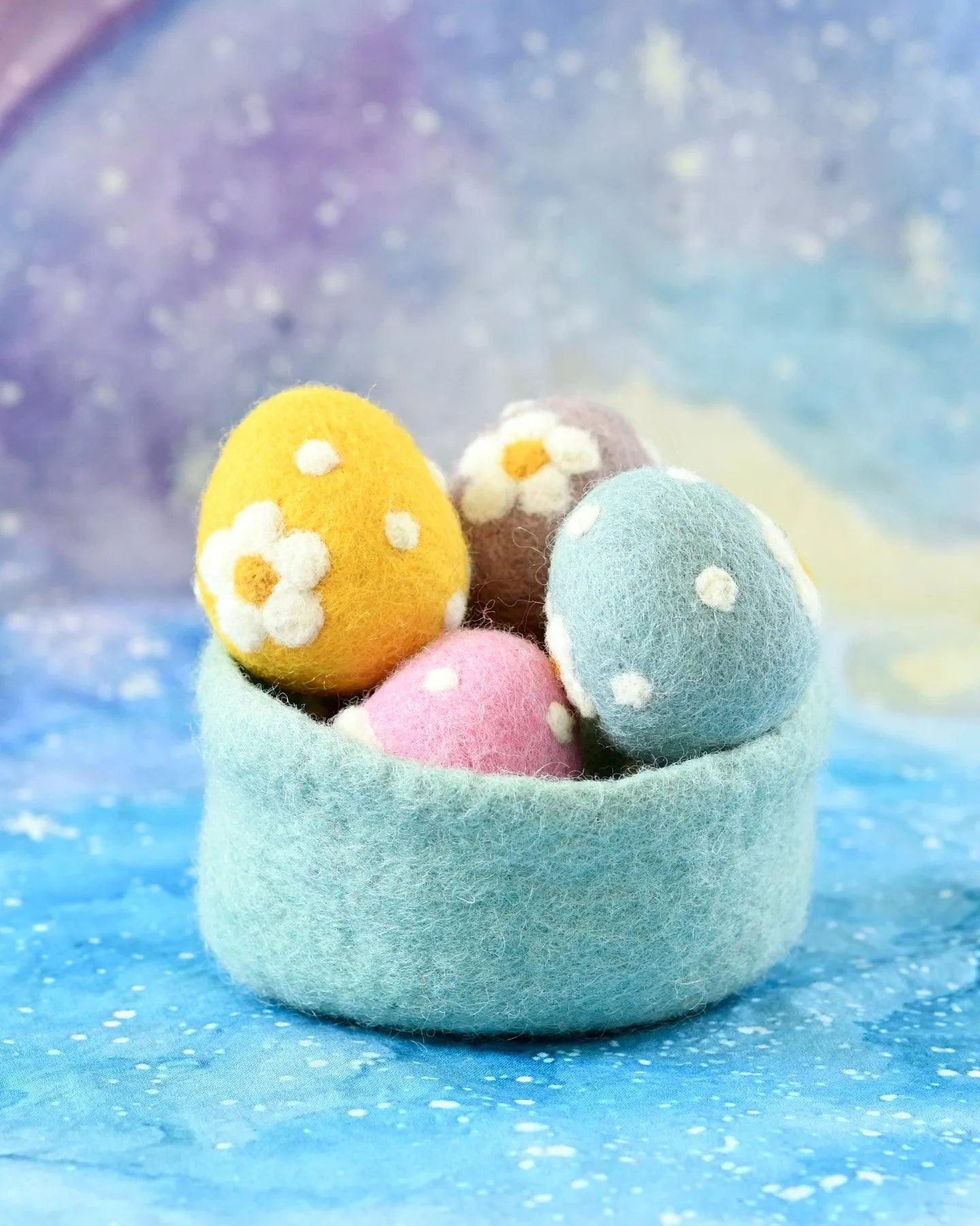 Felt Sage Green Floral and Dots Egg