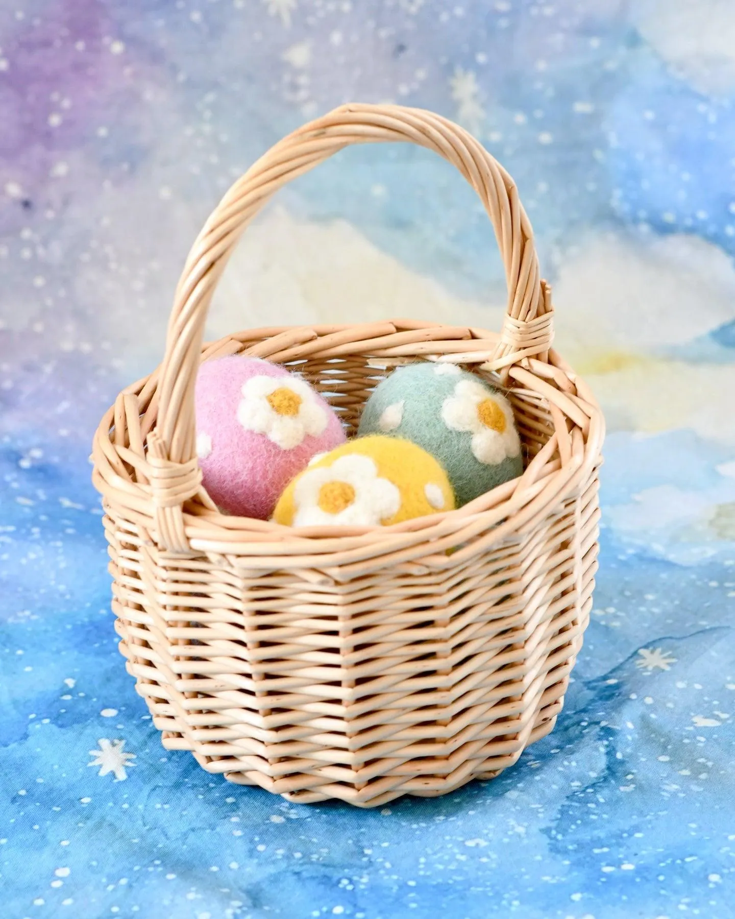 Felt Sage Green Floral and Dots Egg