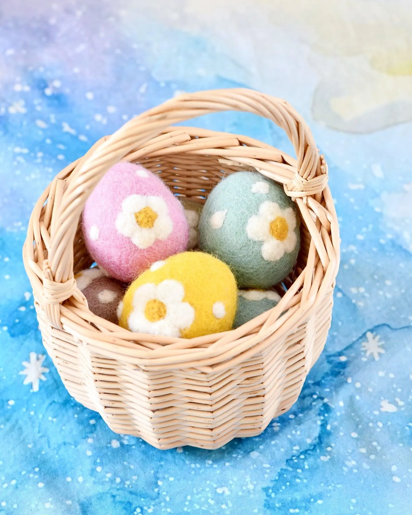 Felt Sage Green Floral and Dots Egg