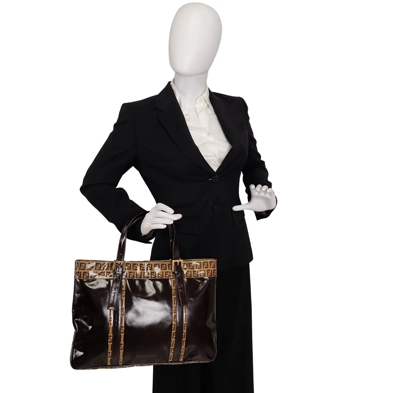 Fendi Fendi unisex vintage brown coated canvas handbag - '10s