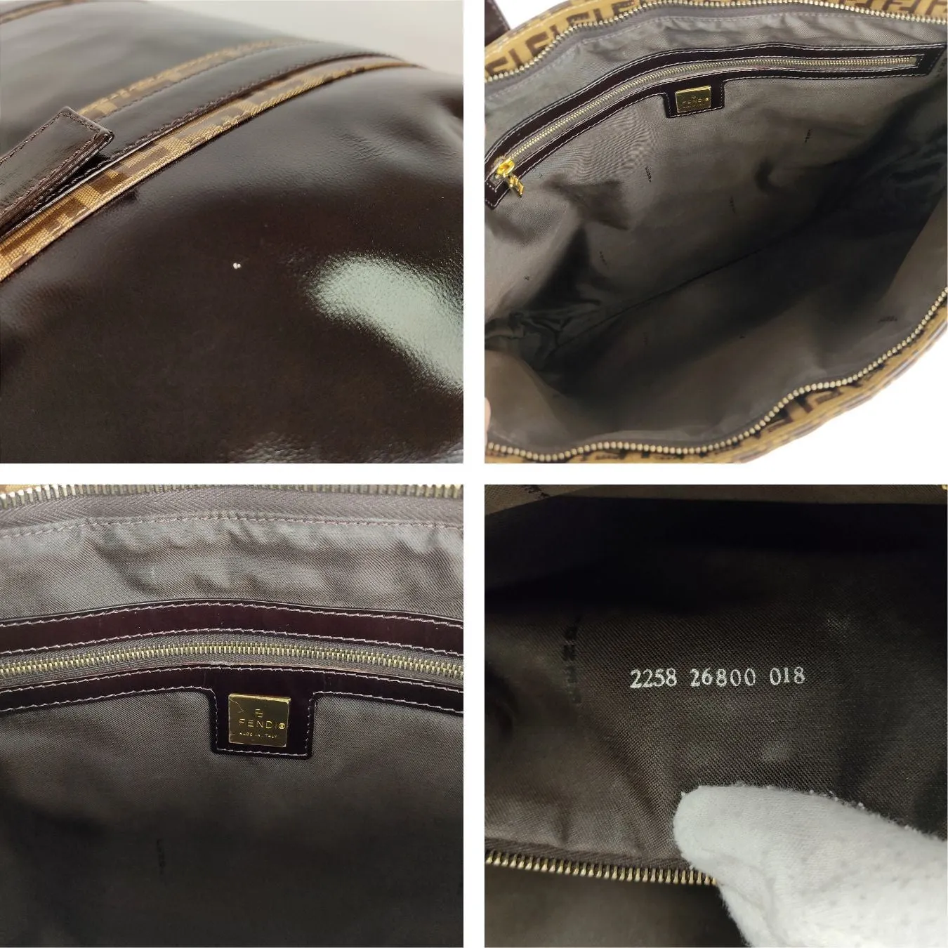 Fendi Fendi unisex vintage brown coated canvas handbag - '10s
