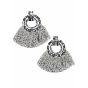 Fierce Gray Ornate Tassel Earrings