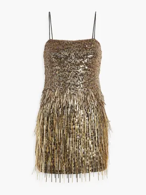 Fifi fringed embellished tulle mini dress