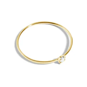 FJ0047 925 Sterling Silver Fine Single Zircon Ring