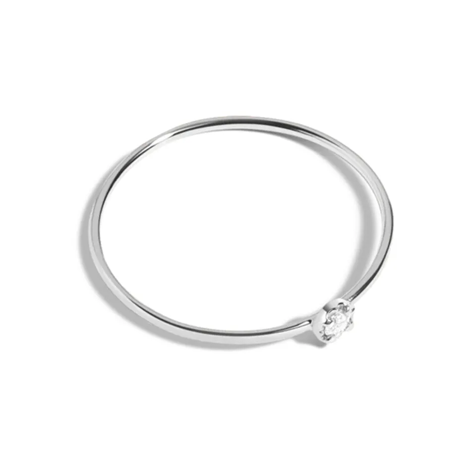 FJ0047 925 Sterling Silver Fine Single Zircon Ring