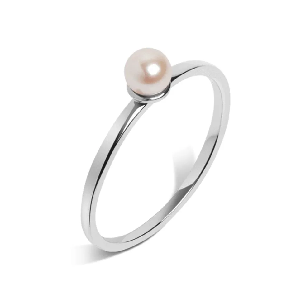 FJ0069 925 Sterling Silver Single Pearl Ring