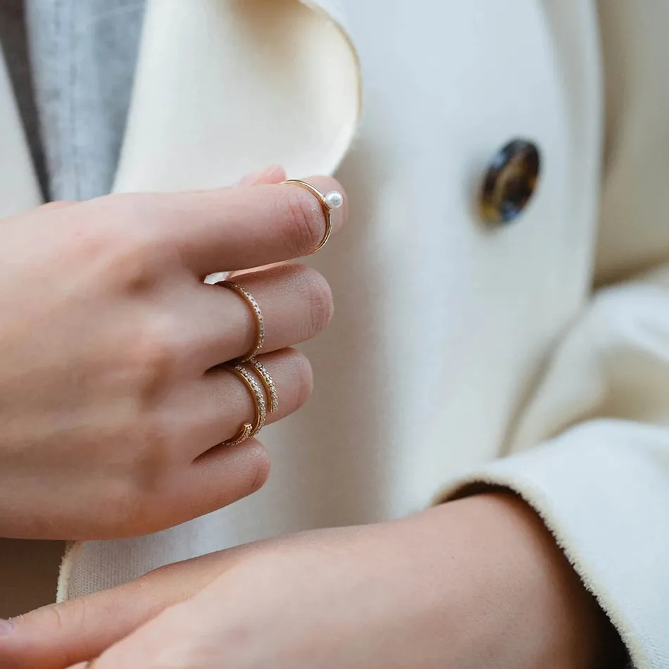 FJ0069 925 Sterling Silver Single Pearl Ring