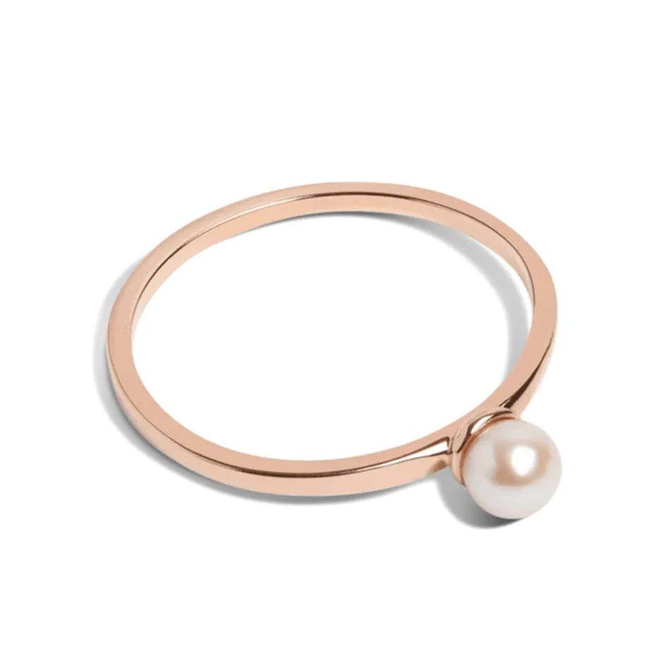 FJ0069 925 Sterling Silver Single Pearl Ring
