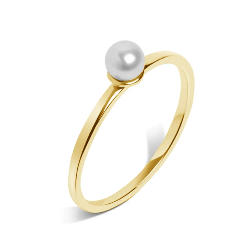 FJ0069 925 Sterling Silver Single Pearl Ring