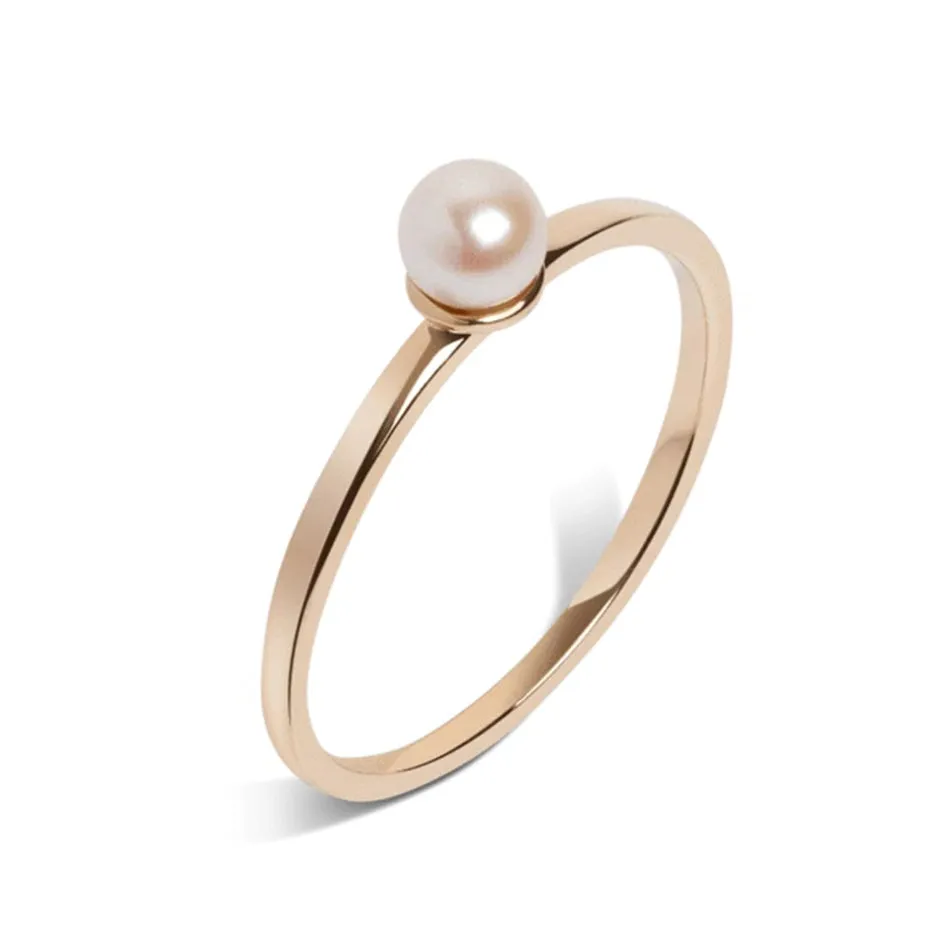 FJ0069 925 Sterling Silver Single Pearl Ring