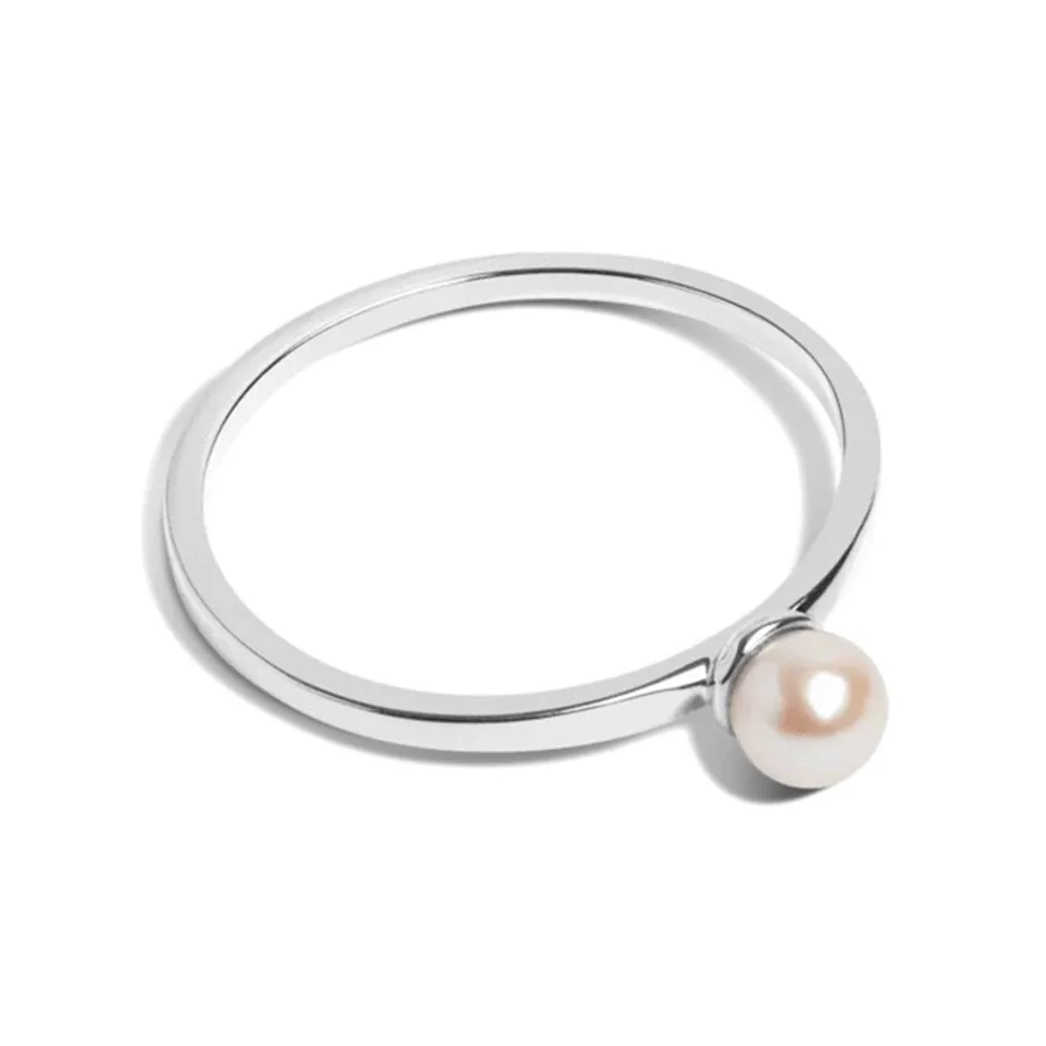 FJ0069 925 Sterling Silver Single Pearl Ring
