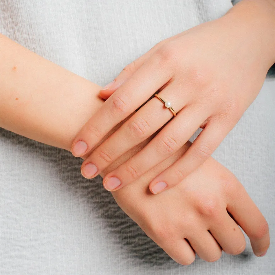 FJ0069 925 Sterling Silver Single Pearl Ring