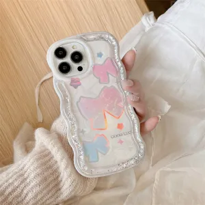 Flowing Liquid Cute Bowknot White Phone Case for iPhone 14-11
