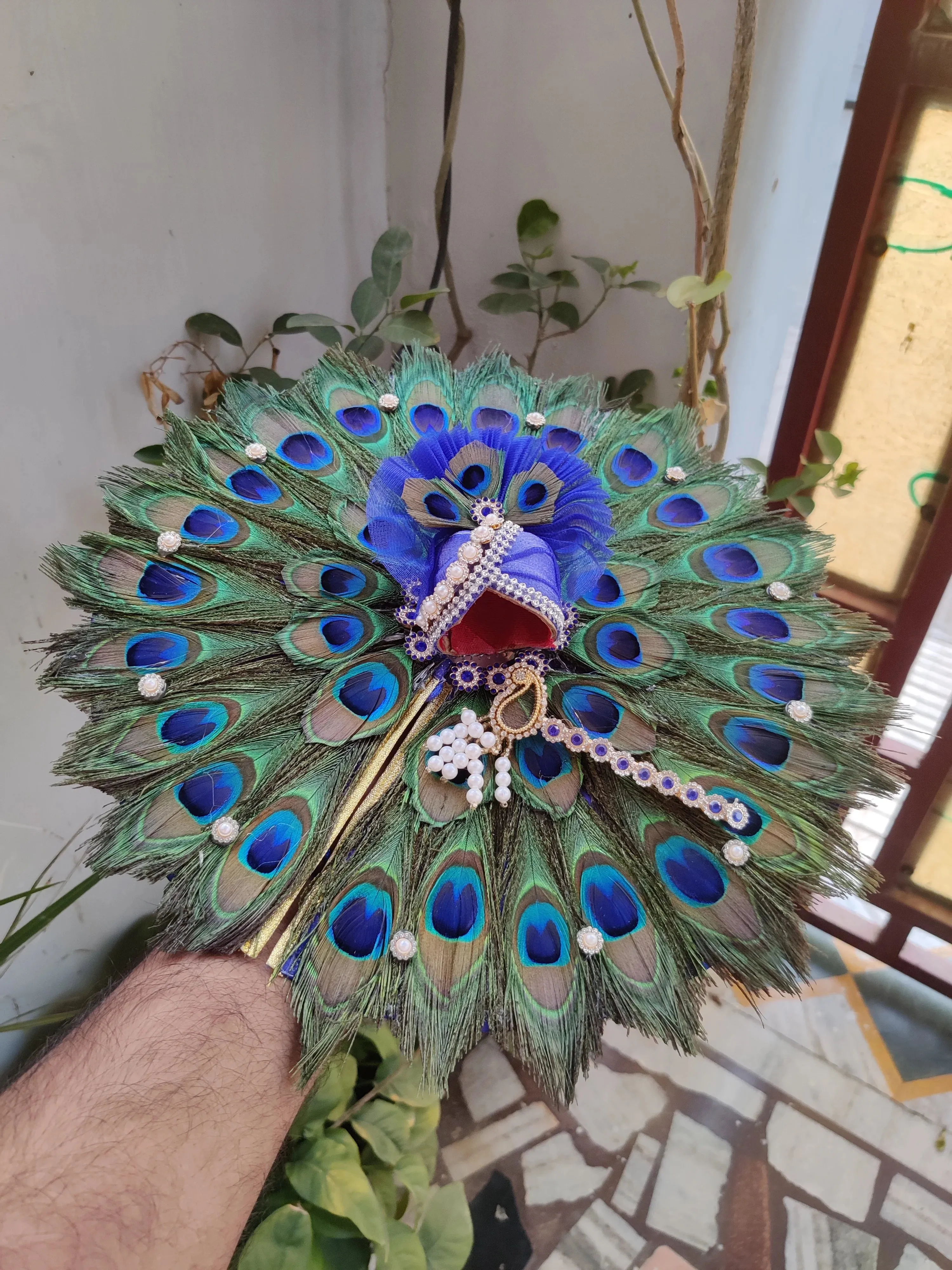 Full mor pankh heavy laddu gopal dress with pagdi and bansuri