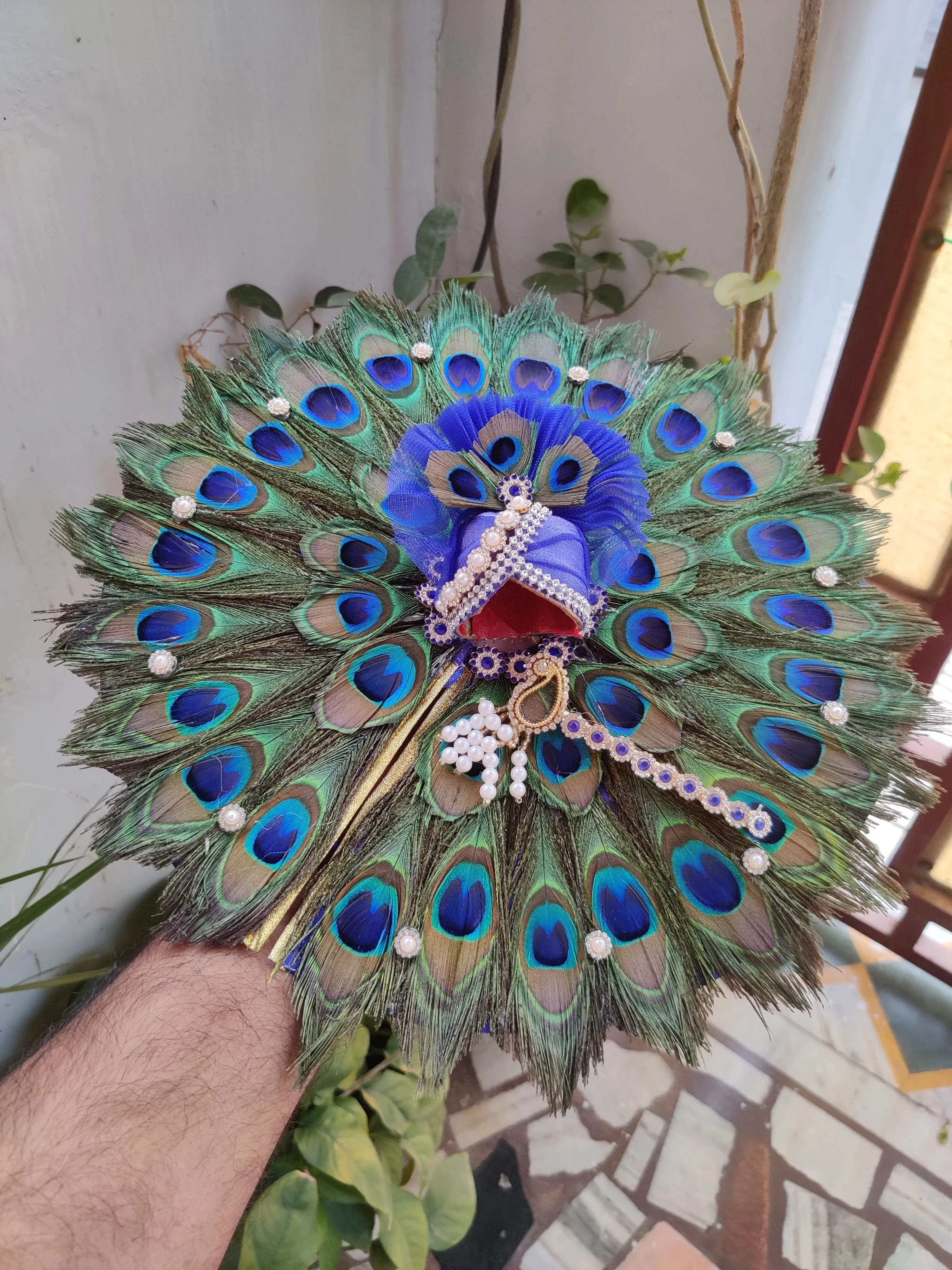 Full mor pankh heavy laddu gopal dress with pagdi and bansuri