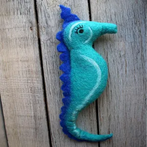 Funky blue sea horse felt animal