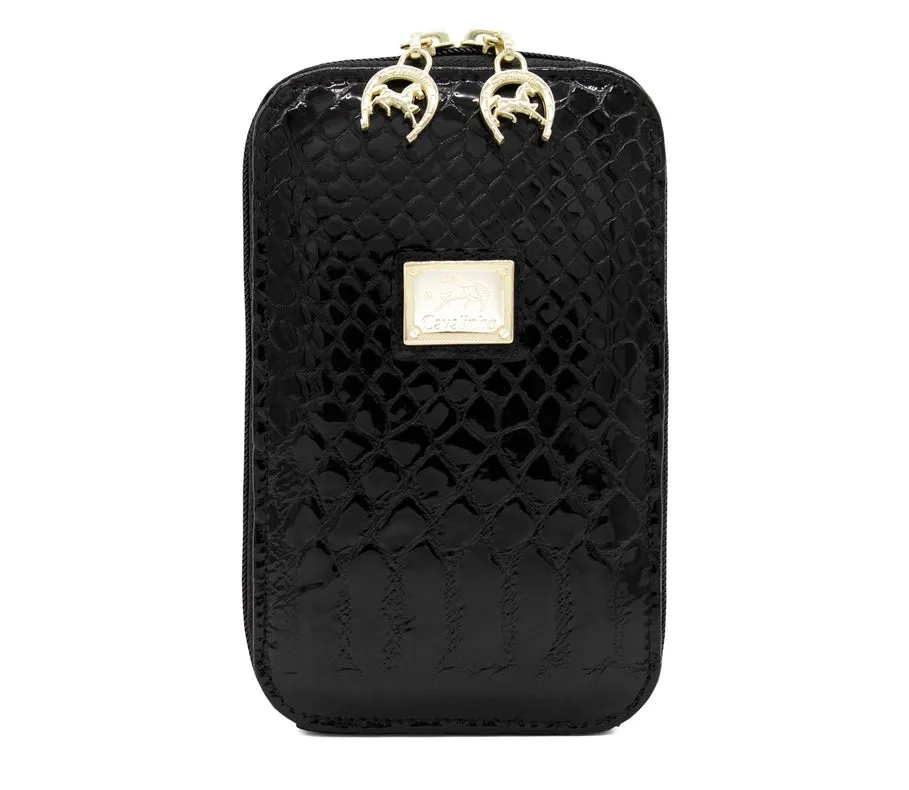 Galope Patent Leather Phone Purse Black