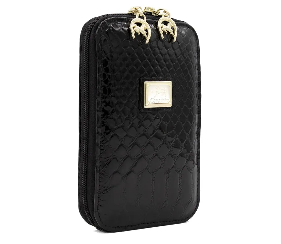 Galope Patent Leather Phone Purse Black