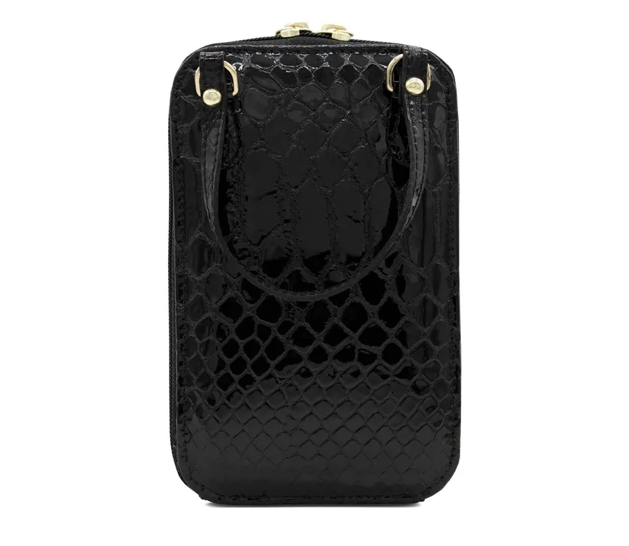 Galope Patent Leather Phone Purse Black