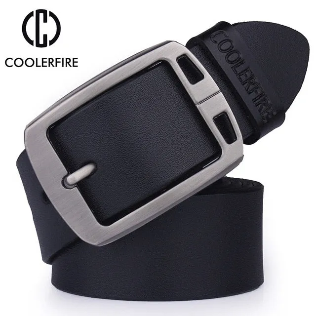 Genuine leather belt designer luxury strap vintage pin buckle