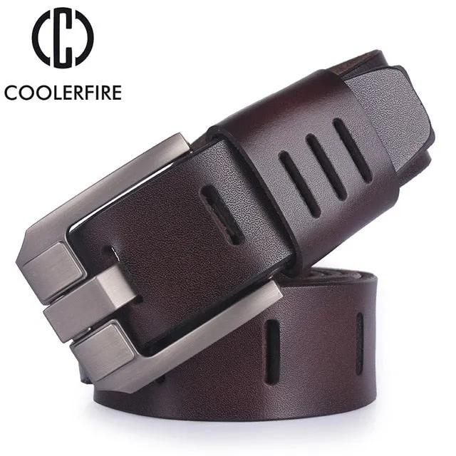 Genuine leather belt designer luxury strap vintage pin buckle