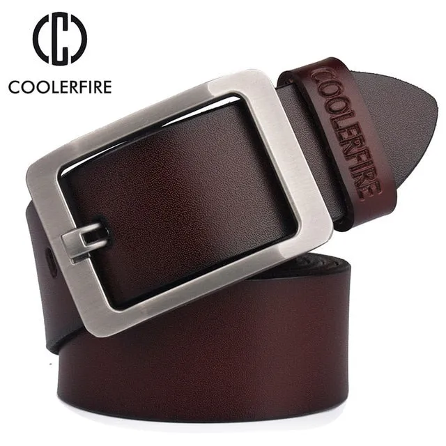 Genuine leather belt designer luxury strap vintage pin buckle