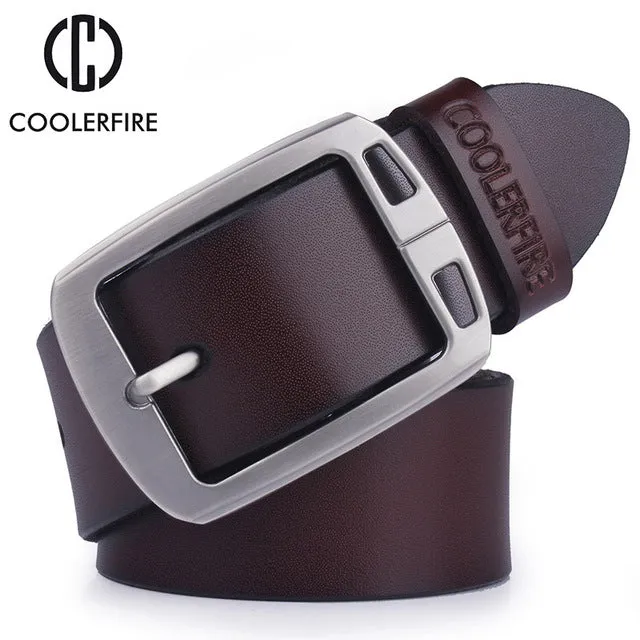 Genuine leather belt designer luxury strap vintage pin buckle