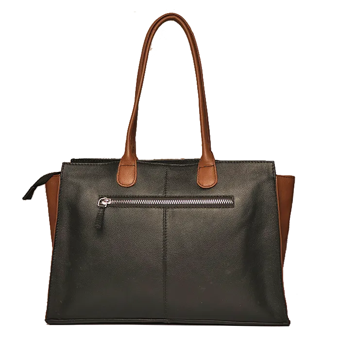 Genuine Leather-Kantha Handcrafted Sonar Horeen Handbag (Black-Brown)