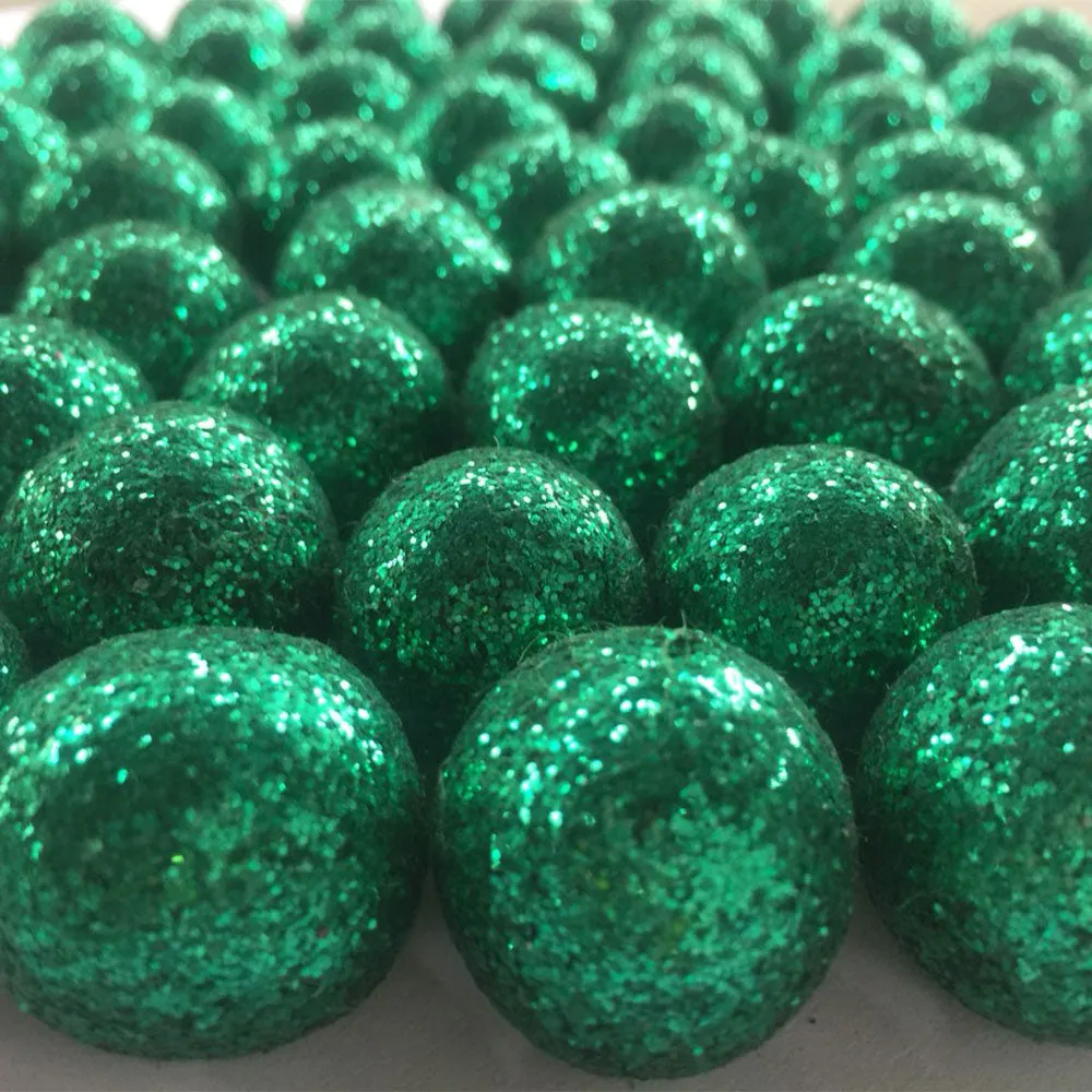Glitter Felt Balls Emerald Green