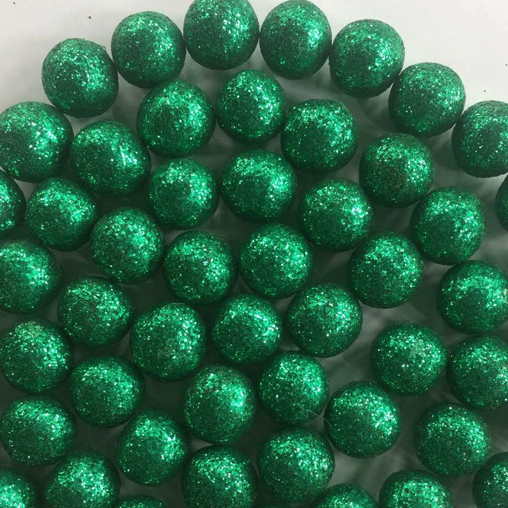 Glitter Felt Balls Emerald Green