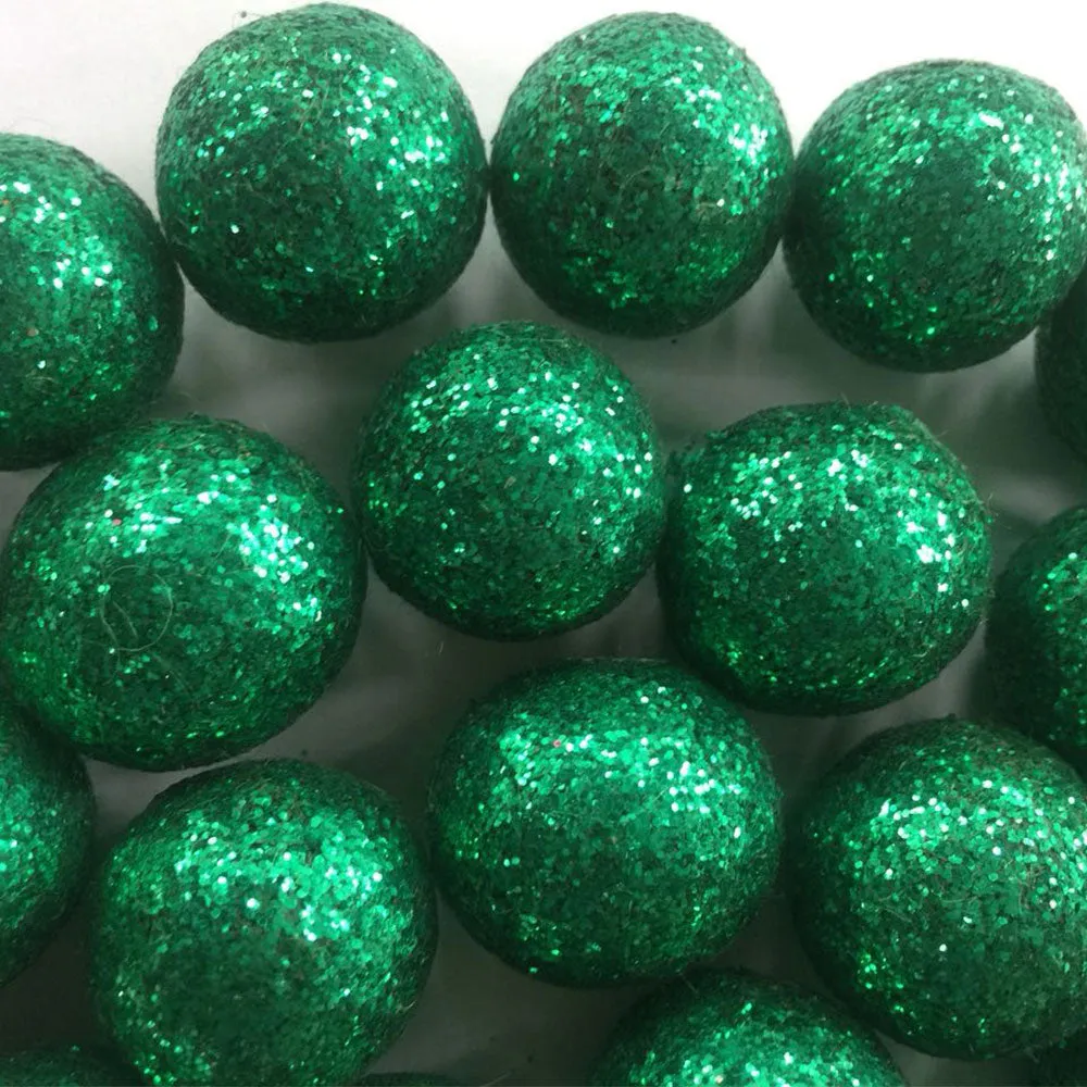 Glitter Felt Balls Emerald Green