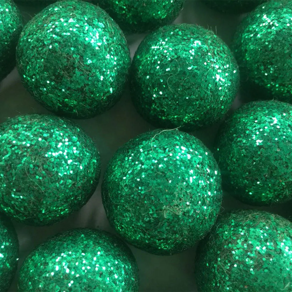 Glitter Felt Balls Emerald Green