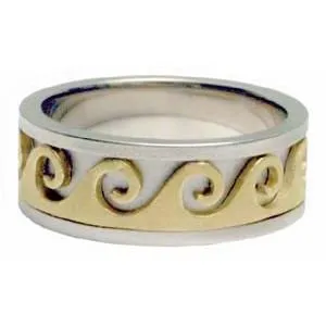 Gold Ring Bands - Ocean Waves