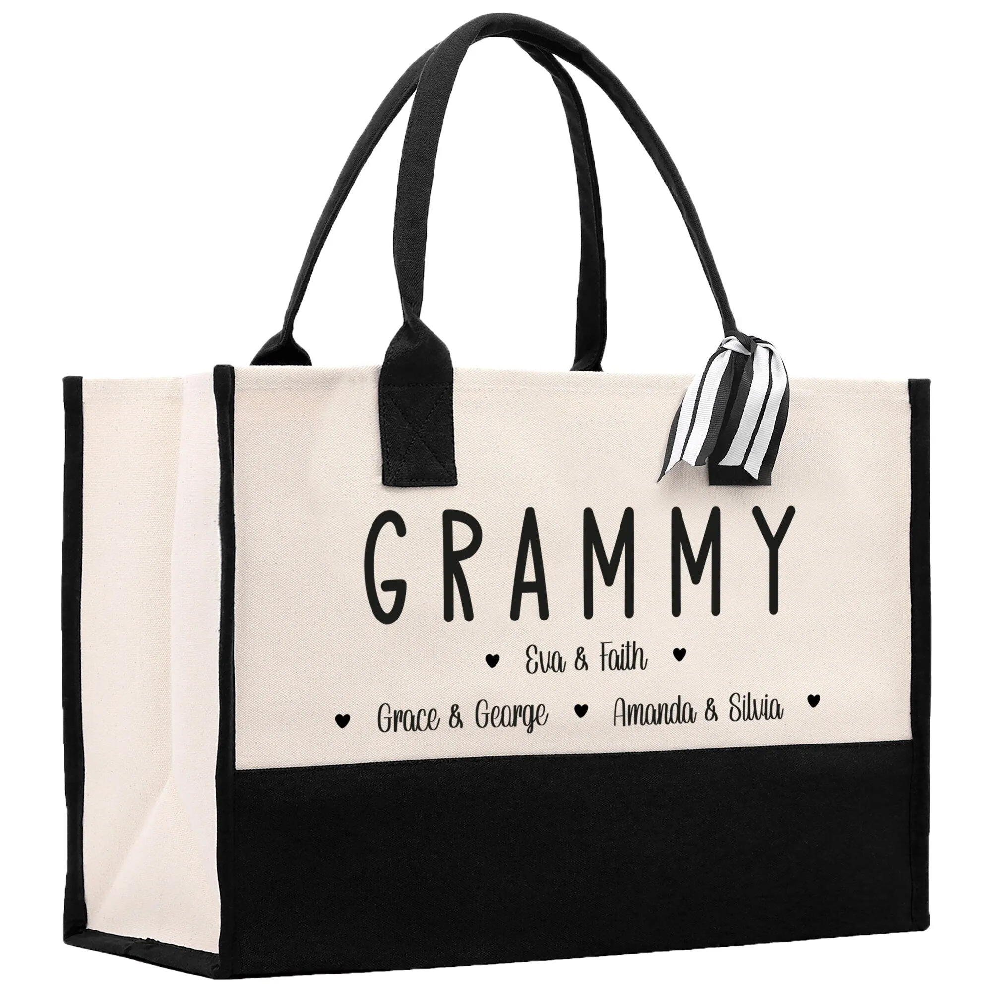 Grammy Grandchild Kids Names Custom Grandma Tote Bag Grandma's Getaway Bag Personalized Grandma Gift Bag Shopping Bag Mother Day Gift