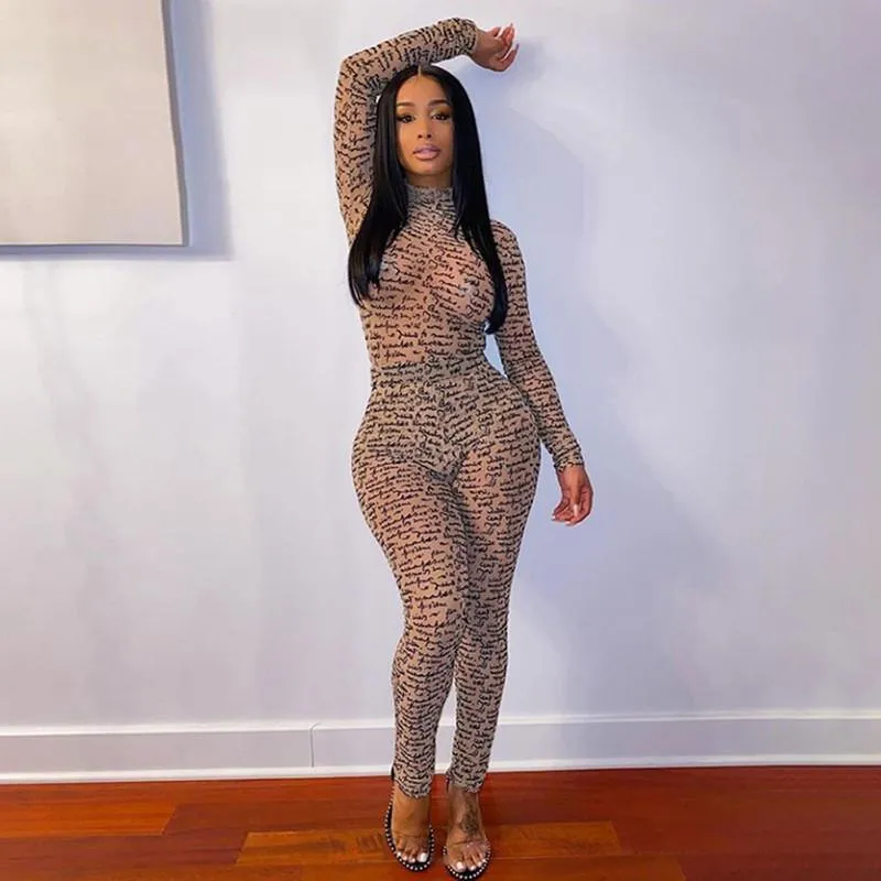 Graphic Sexy See Through Stretchy Jumpsuit
