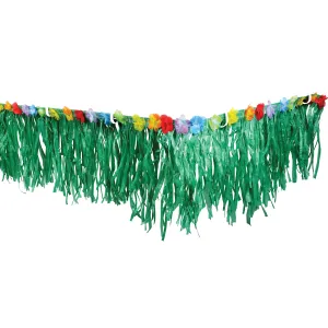 Green Luau Party Fringe Decoration With Flowers
