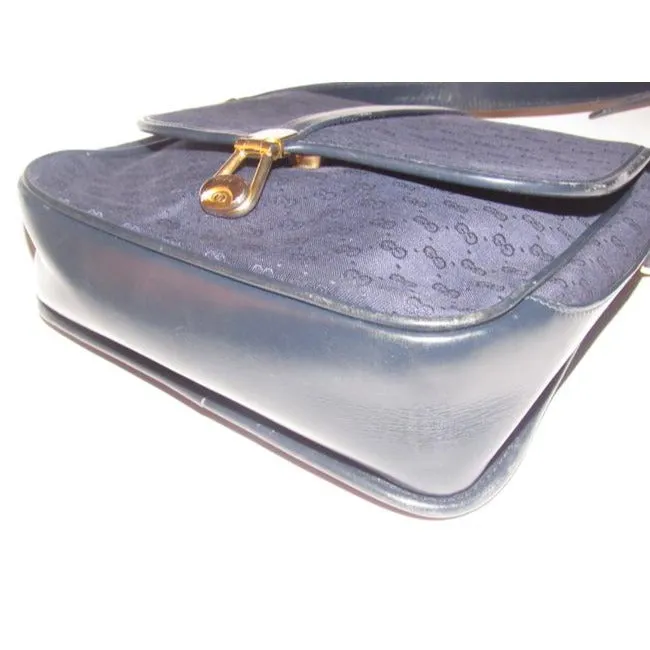 Gucci Vintage Pursesdesigner Purses Blue Leather And Gg Leather Shoulder Bag
