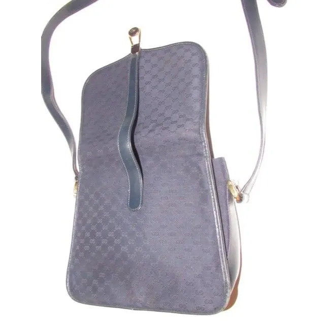 Gucci Vintage Pursesdesigner Purses Blue Leather And Gg Leather Shoulder Bag