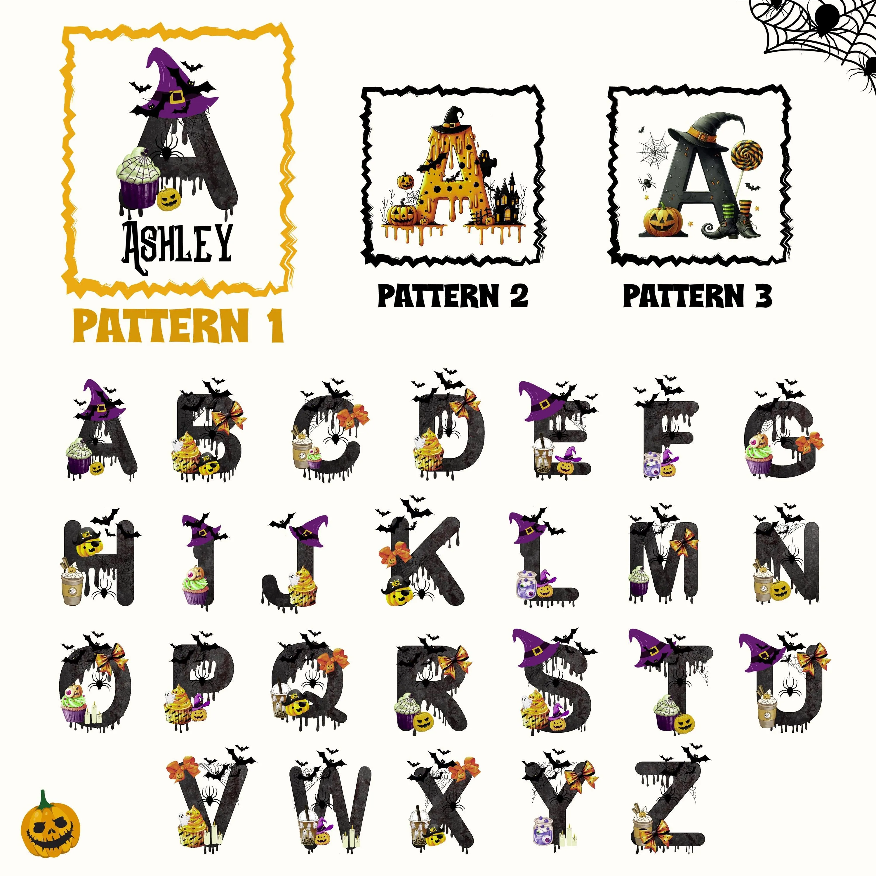 Halloween Trick or Treat Tote Bag Halloween Bag for Kids Halloween Gift Halloween Candy Bag Halloween Doodles Cute Canvas Tote Bag (HW1035)