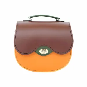 Handmade Leather Twist Lock Saddle Bag - Autumnal Kaleidoscope