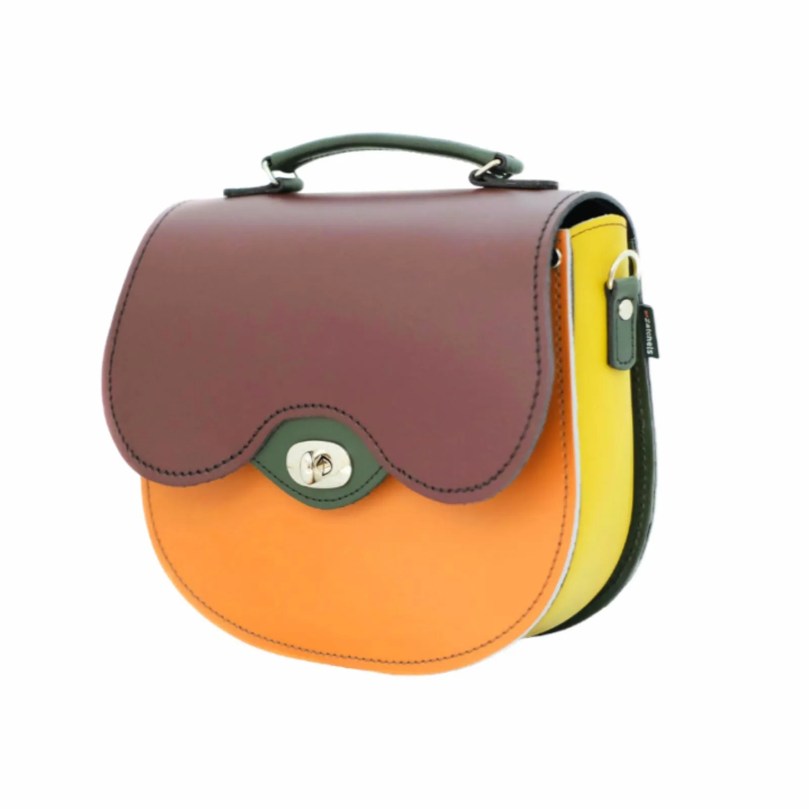 Handmade Leather Twist Lock Saddle Bag - Autumnal Kaleidoscope