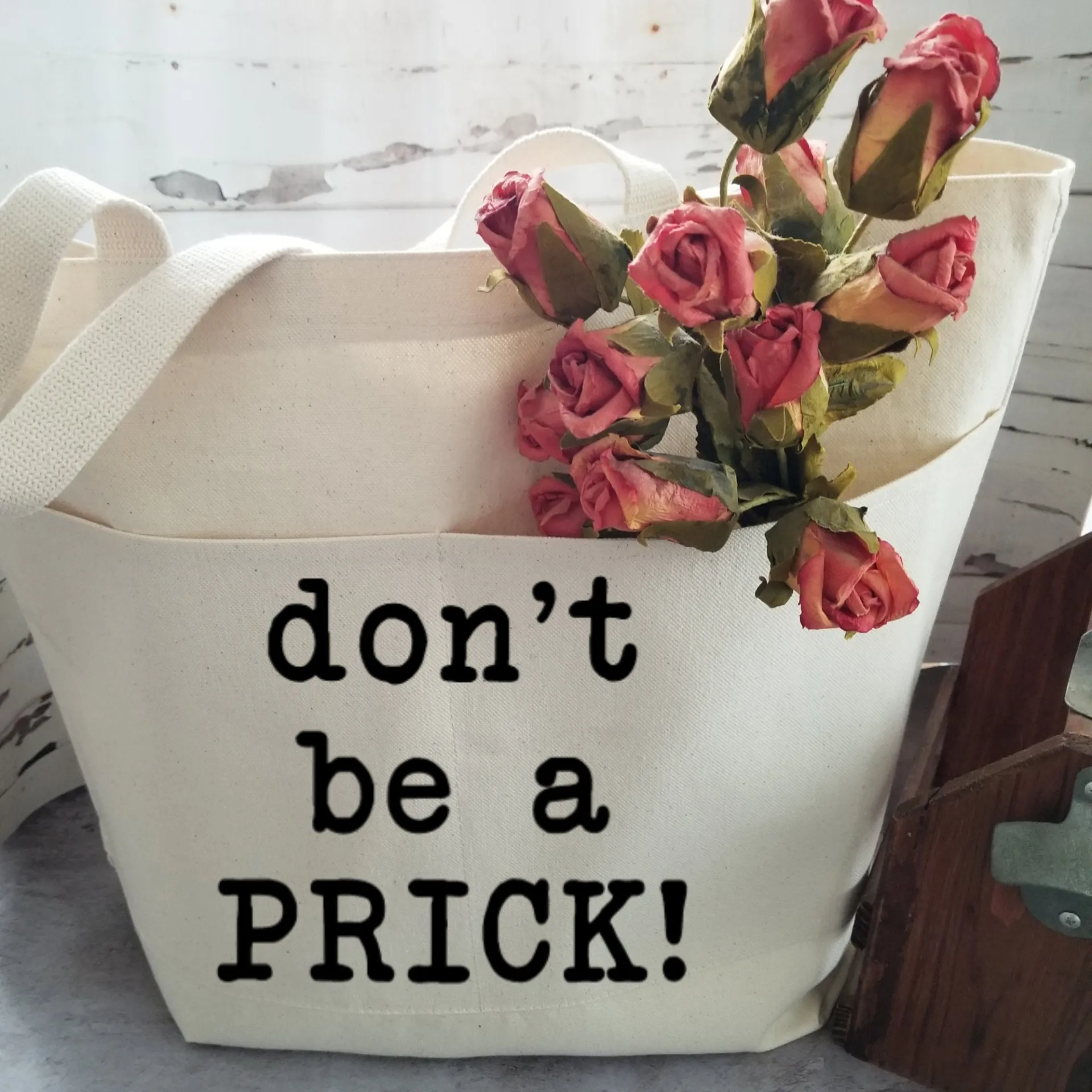 Heavy Cotton Canvas Tote | Large Funny Tote Bag with Pockets | Reusable Bag for Shopping, Beach. Books, or Overnight