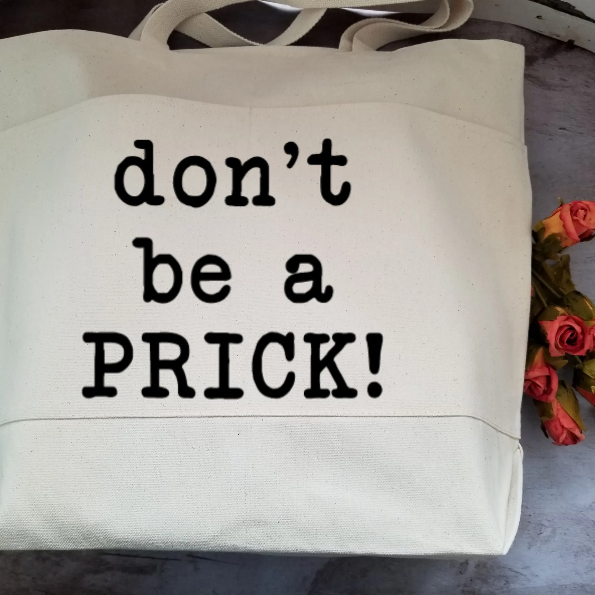 Heavy Cotton Canvas Tote | Large Funny Tote Bag with Pockets | Reusable Bag for Shopping, Beach. Books, or Overnight