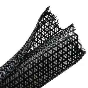 HellermannTyton BSPSW120 1/2 Inch Self-Closing Braided Wrap, Black, Sold By The Foot